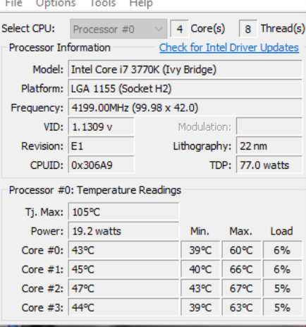 Coretemp. Go!Temp. Intel thread Checker.